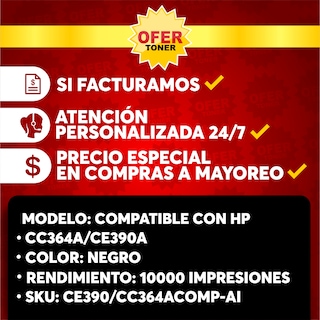 Foto 8 | Tóner Negro Ce390a/90a/cc364a/64a Compatible con HP p4014 P4015n p4015x p4515n p4515x M4555 Mfp 2 PZAS