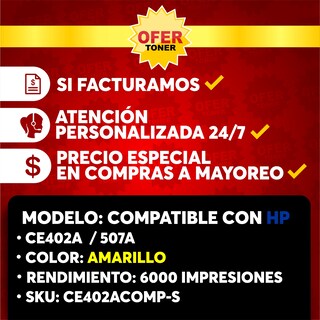 Foto 8 | Tóner Ce402a-y/507a-y Compatible con HP M551dn M551n M551xh Mfp M575dn Amarillo
