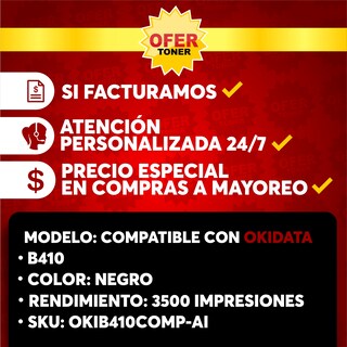 Foto 8 | Tóner B410/B430/B440/B460 Compatible con OKIDATA Negro