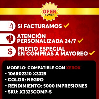 Foto 8 | Tóner X3325 Compatible con Xerox 3325 3315 Negro de Calidad Premium
