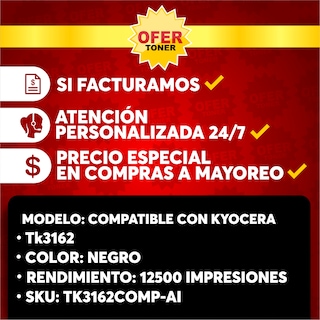 Foto 6 | Tóner Genérico Compatible TK3162 para Impresoras KYOCERA P3045dn