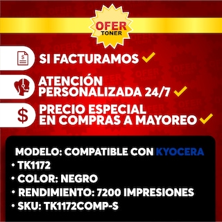 Foto 8 | Tóner Genérico Tk1172 Compatible con Kyocera M2040 M2540 M2640 M2040dn Negro
