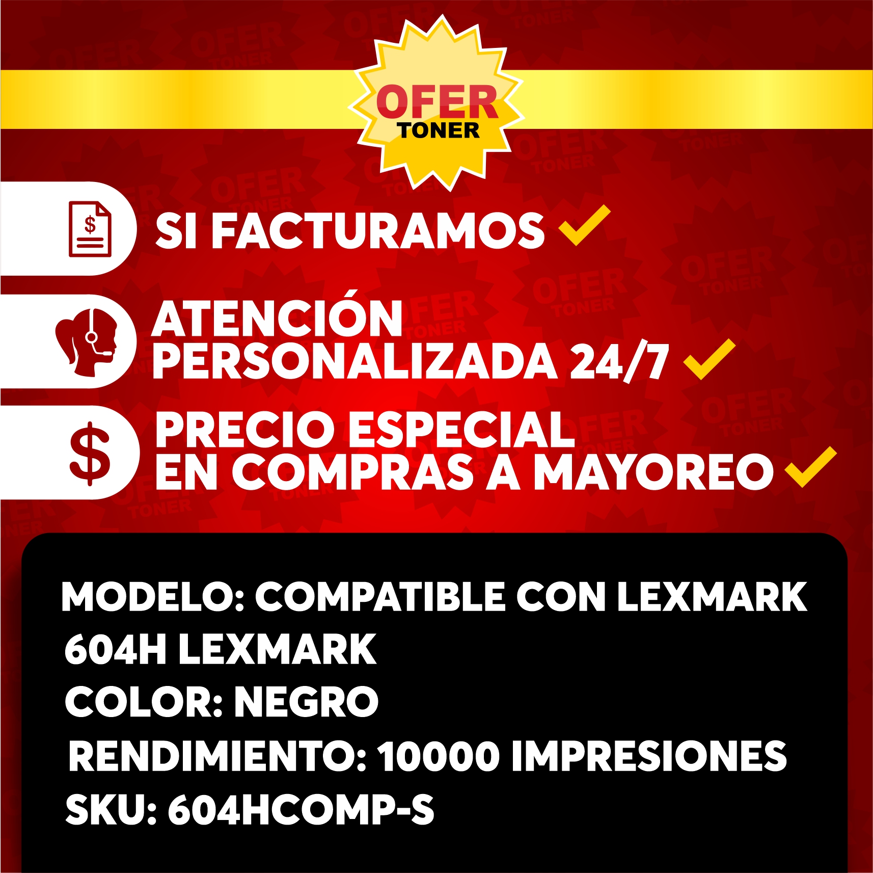 Foto 9 pulgar | Tóner 604h Compatible con Lexmark Mx310dn Mx410de Mx511de Mx611dhe Negro