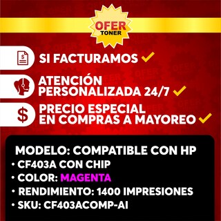 Foto 8 | Tóners Genérica CF400A-M/201A-M Compatible con HP M252dw 2 Piezas