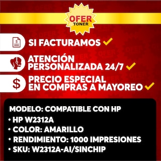 Foto 7 | Tóner W2312A/205A Compatible con HP MFP M182nw, M183fw, M155nw Amarillo