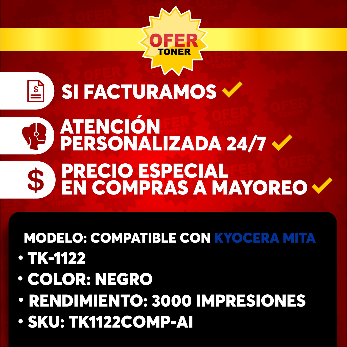 Foto 9 pulgar | Toner Tk1122 Compatible Con Kyocera Fs-1060