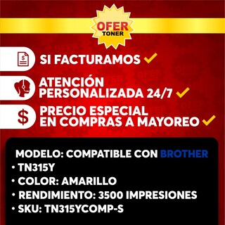 Foto 8 | Tóner Tn315y Compatible con Brother Hl-4570cdw Hl-4570cdwt Mfc-9460cdn Mfc-9560cdw Amarillo