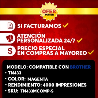 Foto 7 | Tóner Tn413m/423m/433m/443m Compatible con Brother Hl-l8260cdw Hl-l8360cdw Hl-l8360cdwt Mfc-l8610cdw Magenta