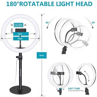 Foto 3 | Aro de Luz Led 8 Pulgadas con Base para Celular Elegate Hold4020 Negro