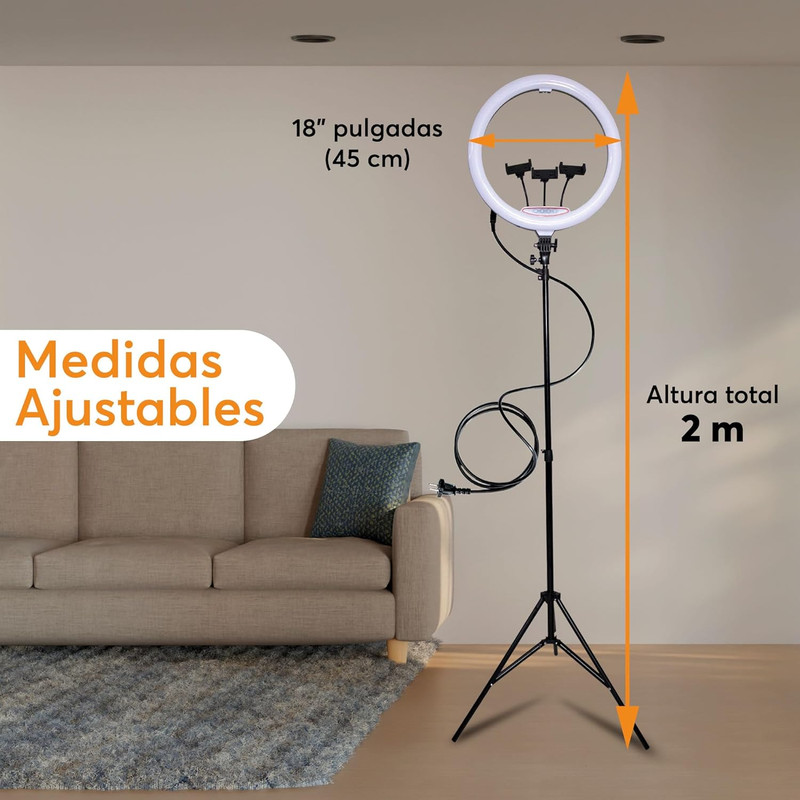 Foto 4 pulgar | Aro De Luz Archy 18'' Con Tripie 2m Para Celular Y Cámara Selfie Luz Led Regulable Profesional
