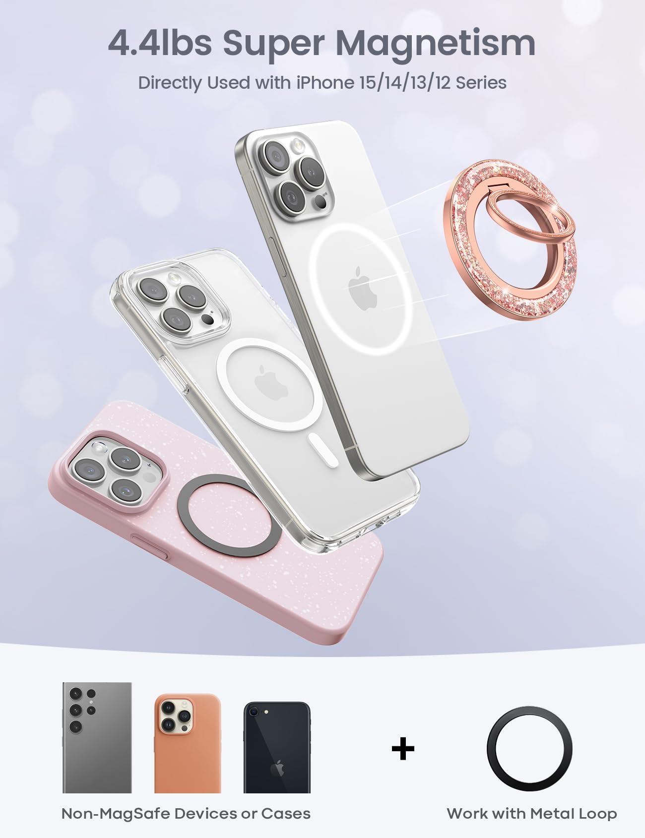 Foto 6 pulgar | Soporte Para Anillo De Teléfono Lamicall Magnetic Twinkle Para Iphone - Venta Internacional.