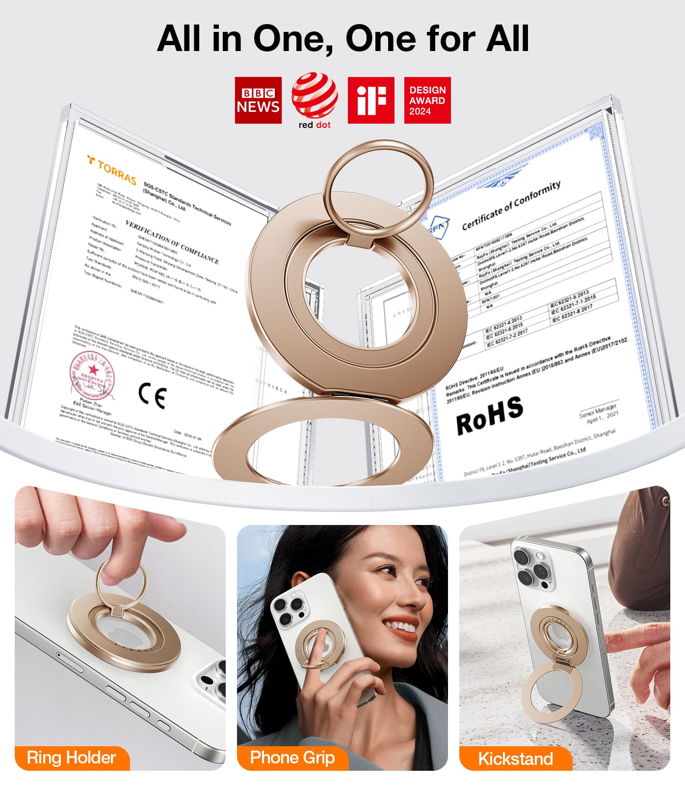 Foto 3 pulgar | Soporte De Anillo Con Agarre Para Teléfono Torras Thin Fit Para Magsafe 2025 - Venta Internacional.