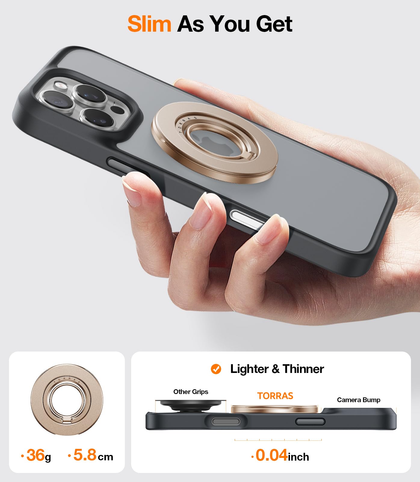 Foto 5 pulgar | Soporte De Anillo Con Agarre Para Teléfono Torras Thin Fit Para Magsafe 2025 - Venta Internacional.