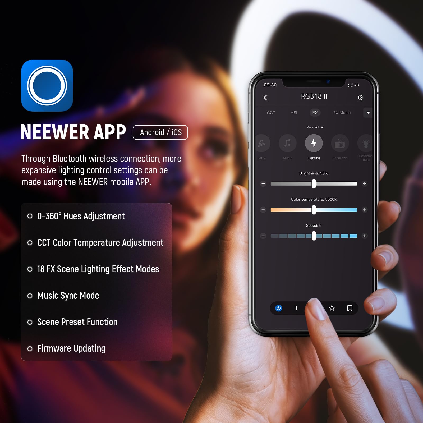 Foto 5 | Anillo De Luz Led Neewer Rgb18 Ii De 18 Pulgadas Con Soporte Para Trípode - Venta Internacional.