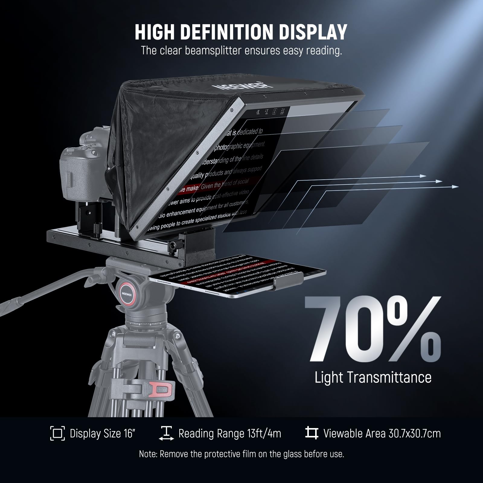 Foto 3 | Teleprompter Neewer Basics X16b, Aleación De Aluminio, Elevable De 16 Pulgadas - Venta Internacional.