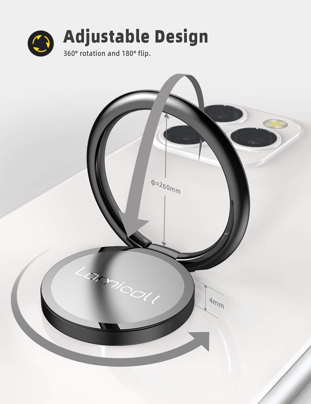 Foto 5 | Soporte Para Anillo De Teléfono, Superficie Mate Lamicall - Venta Internacional.