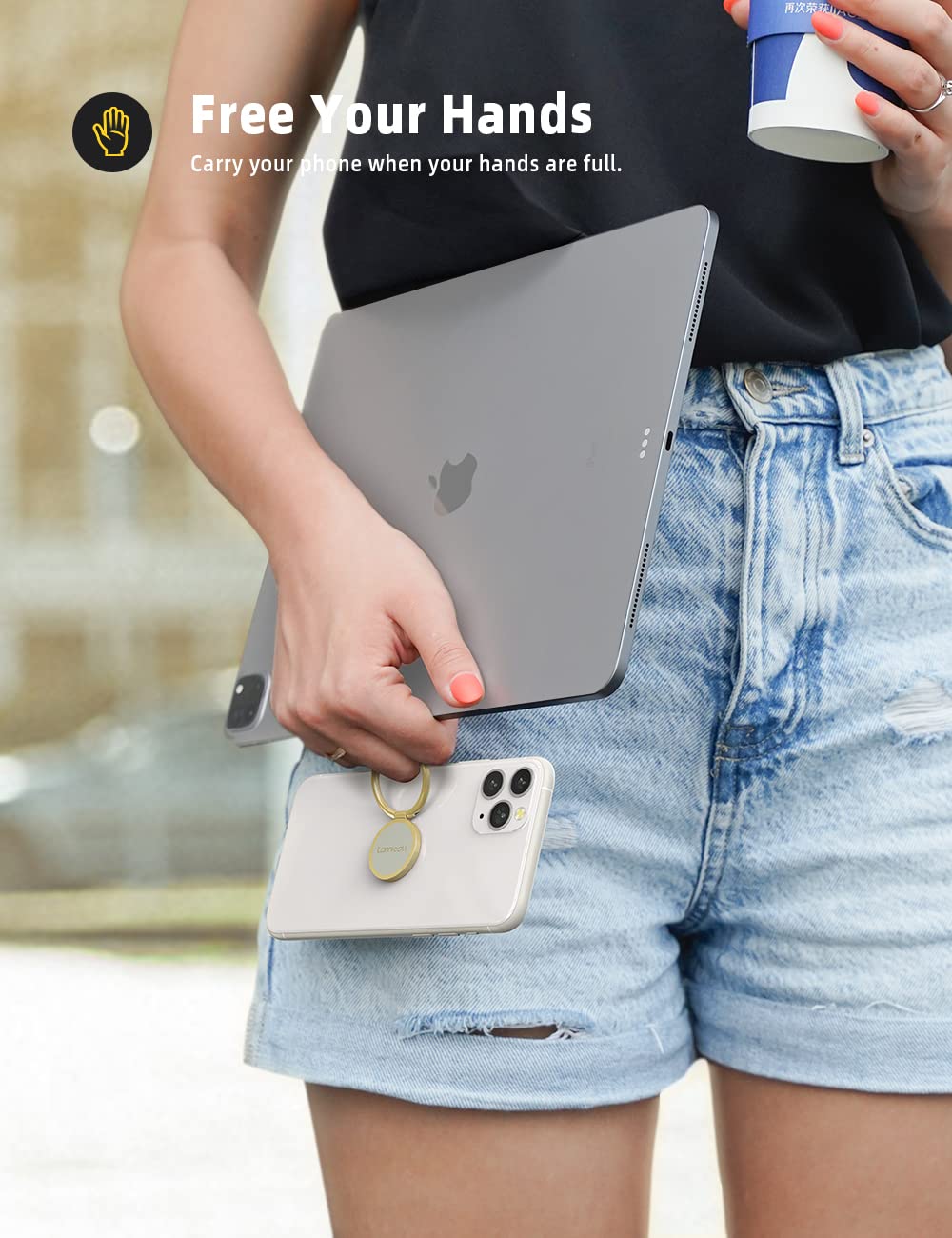 Foto 4 | Soporte De Anillo Para Teléfono Lamicall Gold Universal Para Iphone Y Android - Venta Internacional.