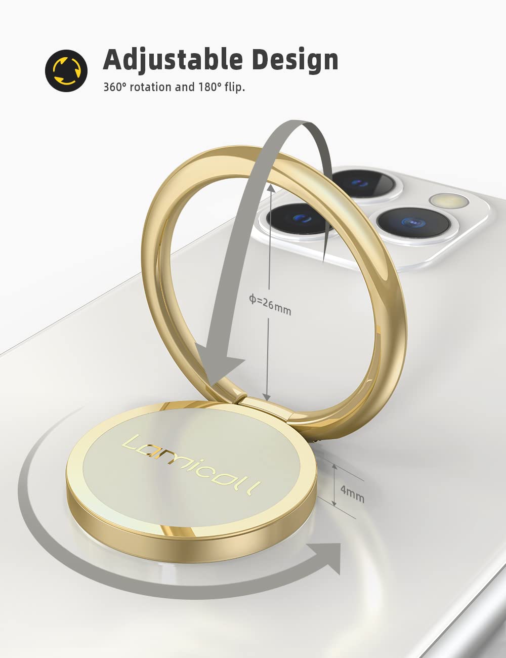 Foto 6 pulgar | Soporte De Anillo Para Teléfono Lamicall Gold Universal Para Iphone Y Android - Venta Internacional.