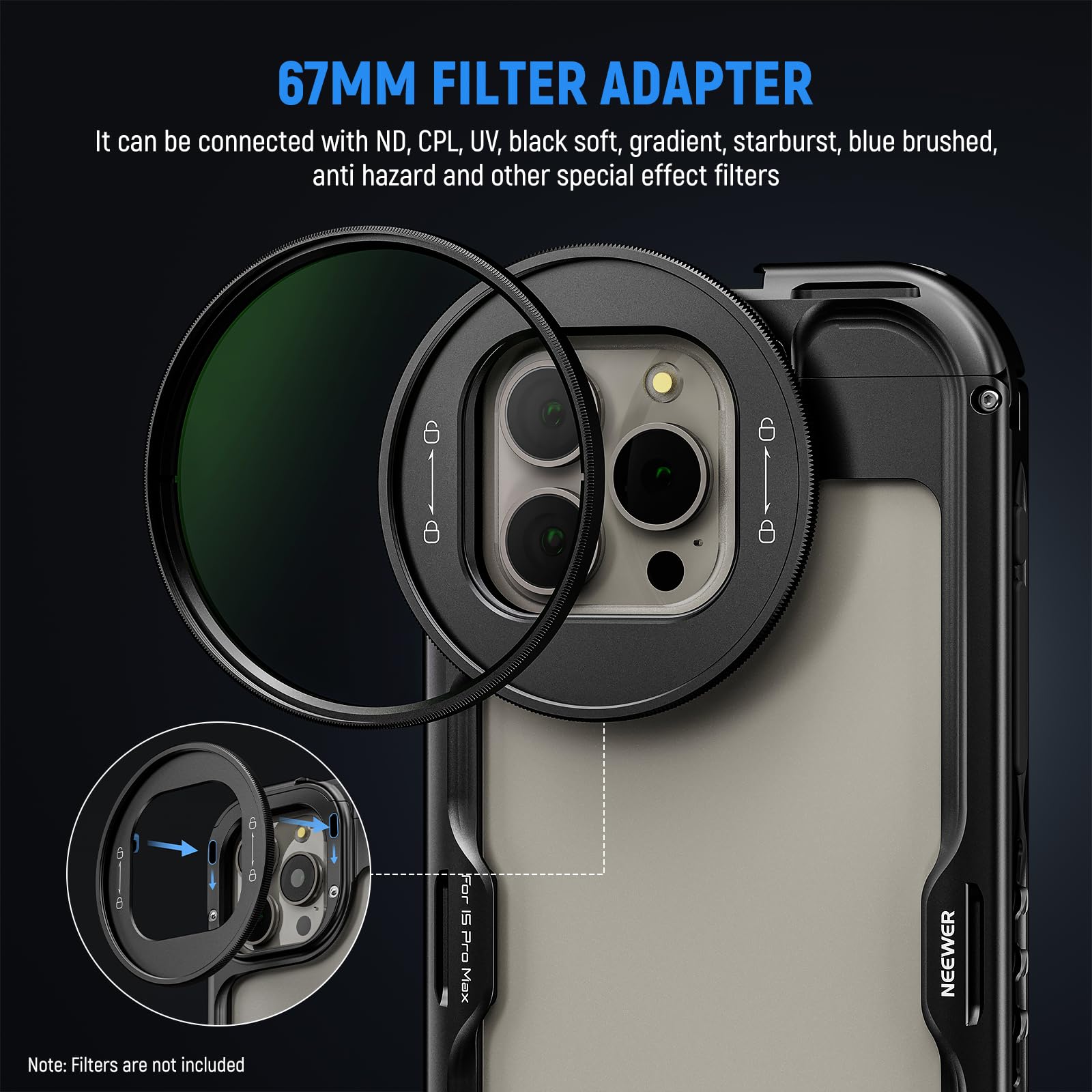 Foto 5 pulgar | Funda Para Teléfono Neewer 15 Pro Max De Segunda Generación Con Adaptador De Filtro De 67 Mm - Venta Internacional.