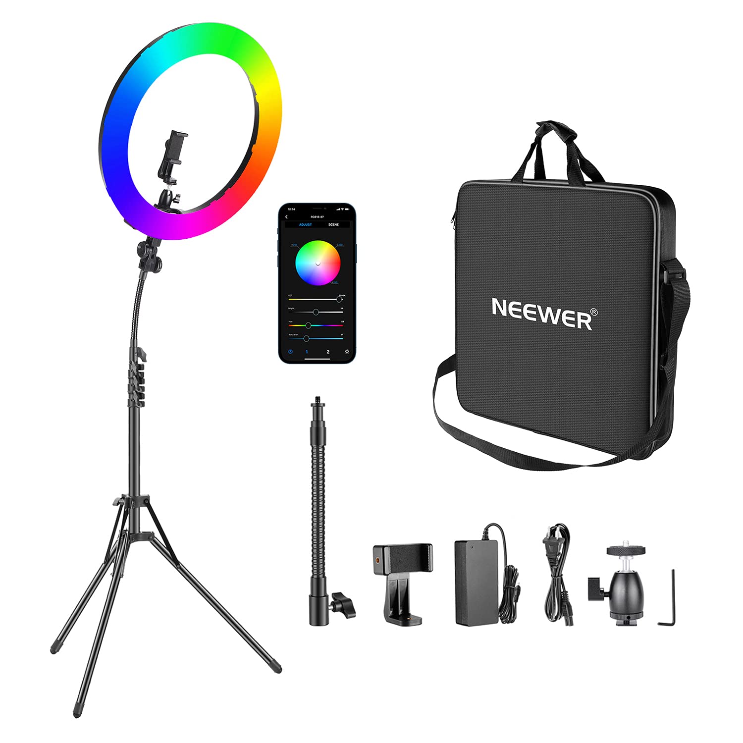 Foto 2 pulgar | Ring Light Neewer Rgb De 18 Pulgadas Con Control De Aplicaciones Y Soporte - Venta Internacional.