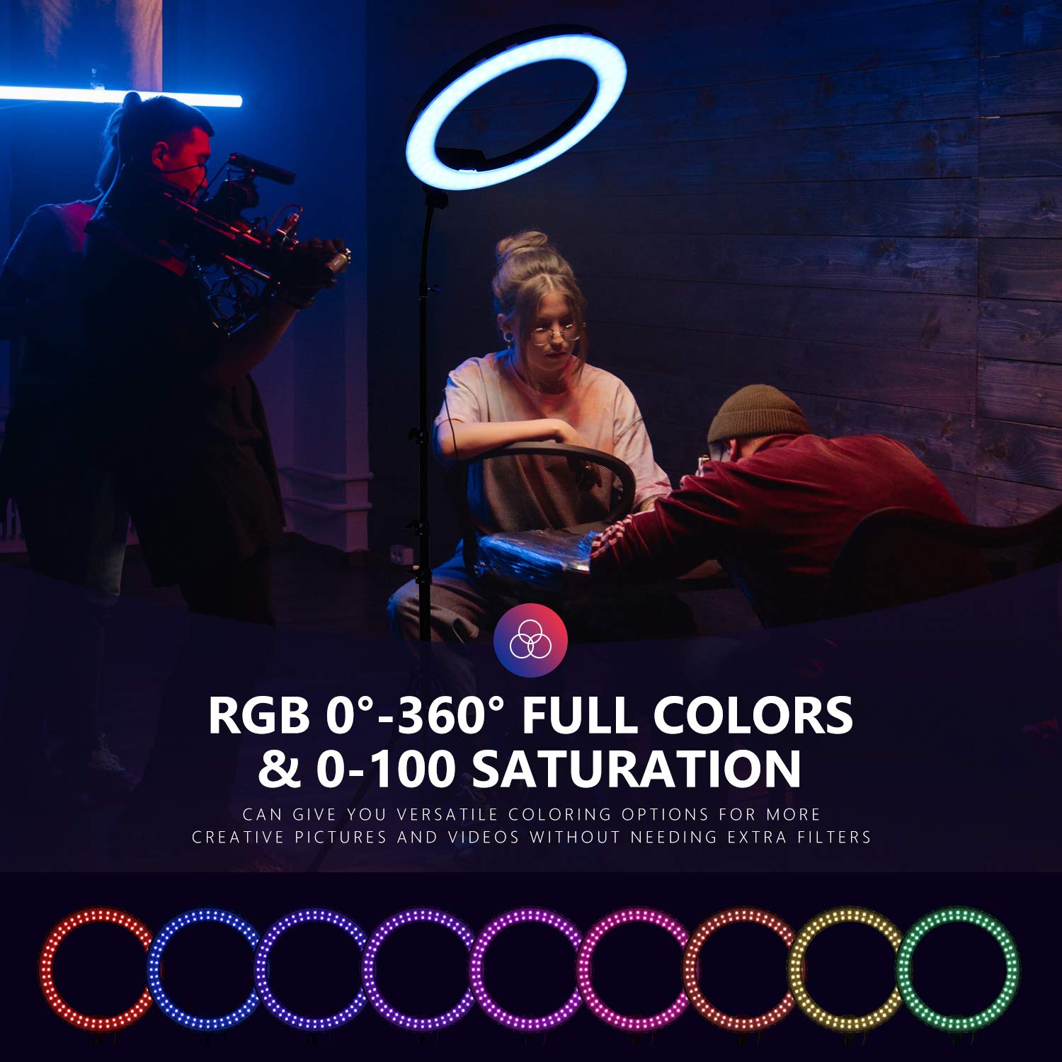 Foto 5 pulgar | Ring Light Neewer Rgb De 18 Pulgadas Con Control De Aplicaciones Y Soporte - Venta Internacional.