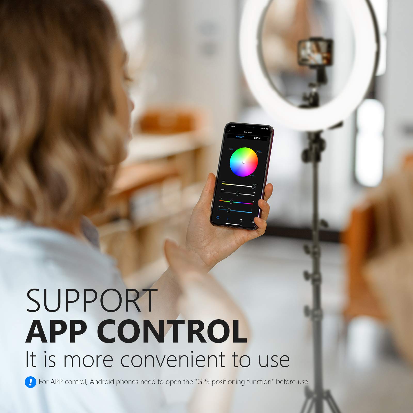 Foto 5 | Ring Light Neewer Rgb De 18 Pulgadas Con Control De Aplicaciones Y Soporte - Venta Internacional.