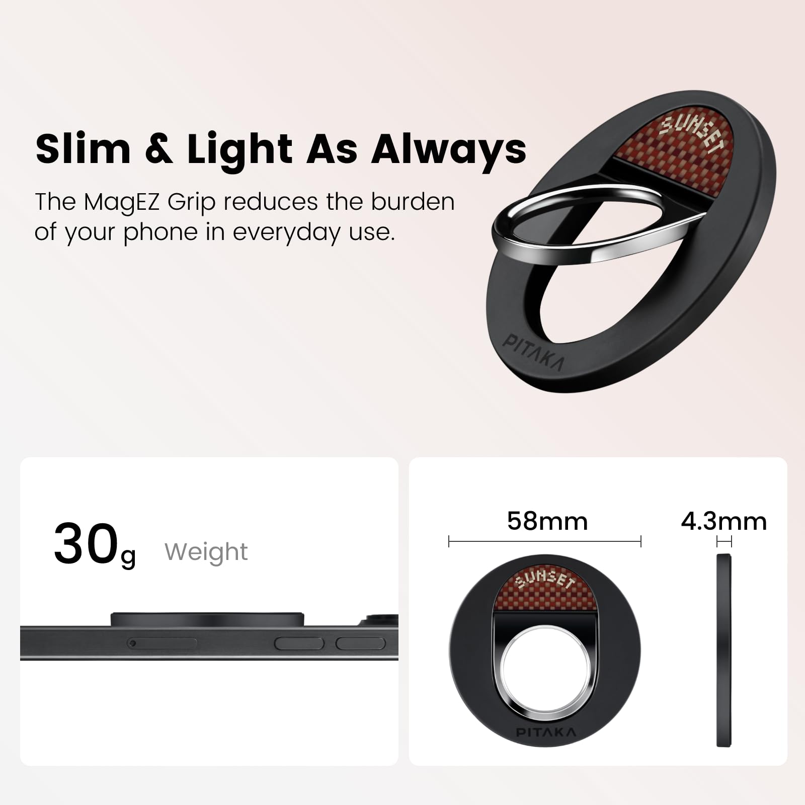 Foto 5 pulgar | Soporte Para Anillo De Teléfono Pitaka Magez Grip Sunset Para Iphone - Venta Internacional.