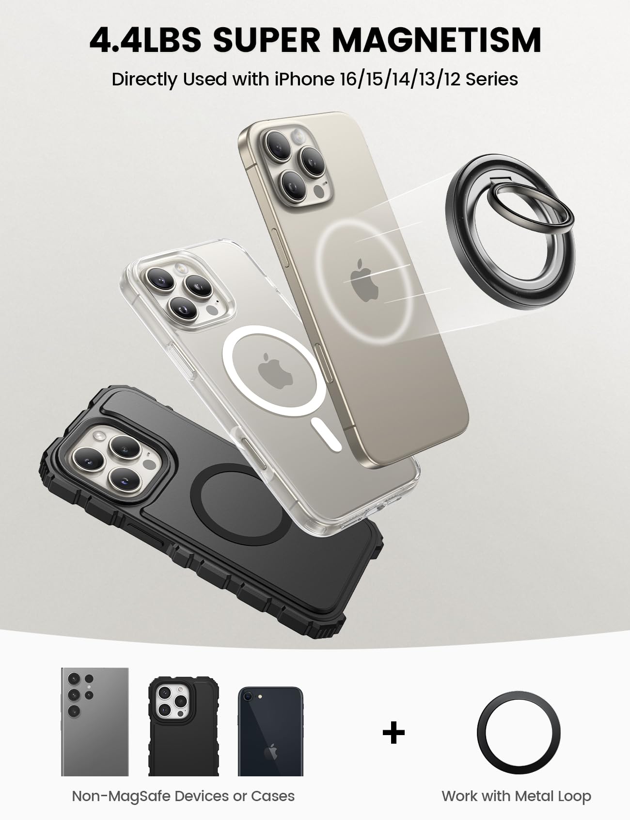 Foto 7 pulgar | Anillo De Teléfono Magnético Lamicall Para Iphone Magsafe - Venta Internacional.