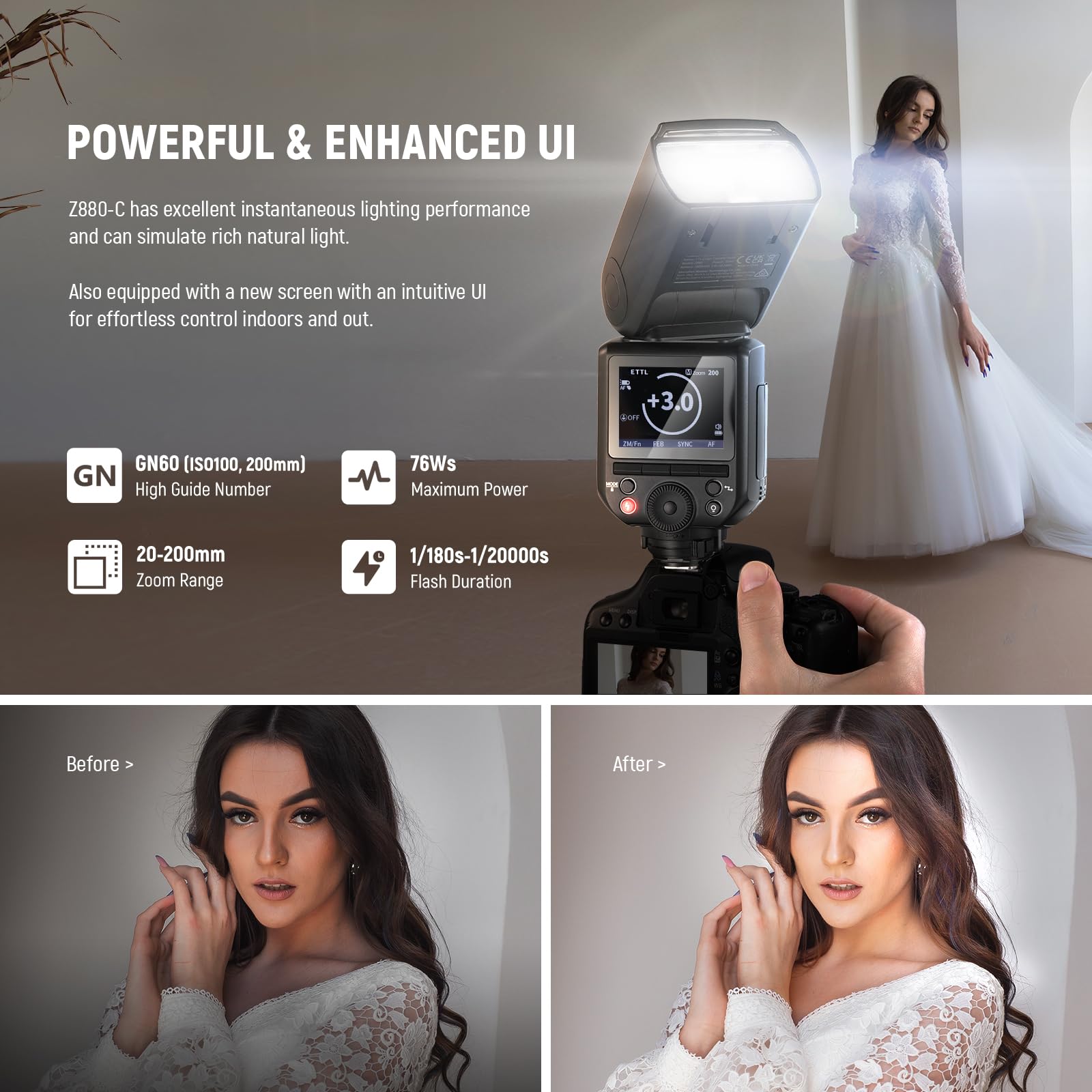 Foto 2 | Cámara Flash Speedlite Neewer Z880-c 2.4g 76ws Ttl Para Canon - Venta Internacional.