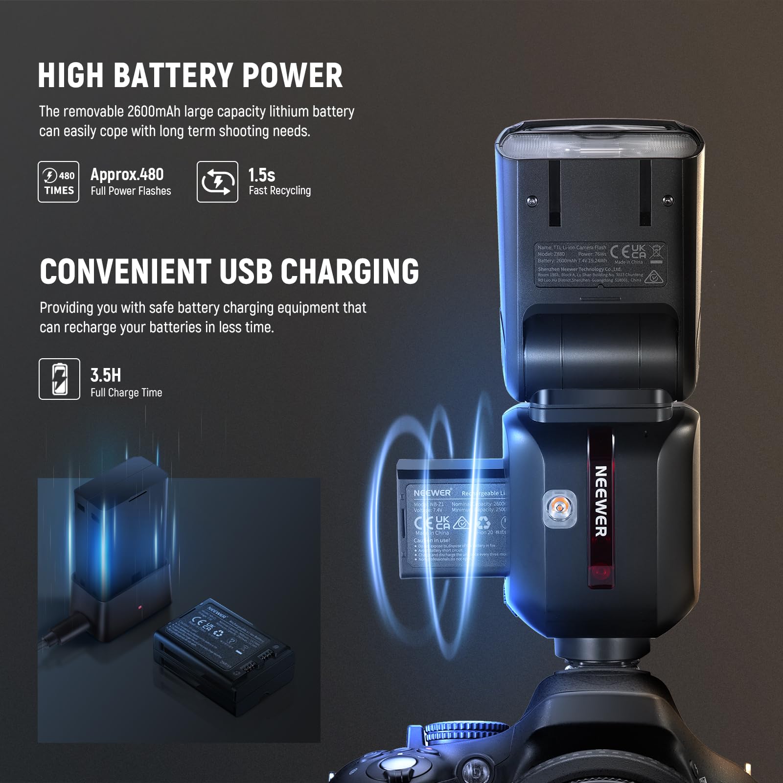 Foto 7 | Cámara Flash Speedlite Neewer Z880-c 2.4g 76ws Ttl Para Canon - Venta Internacional.