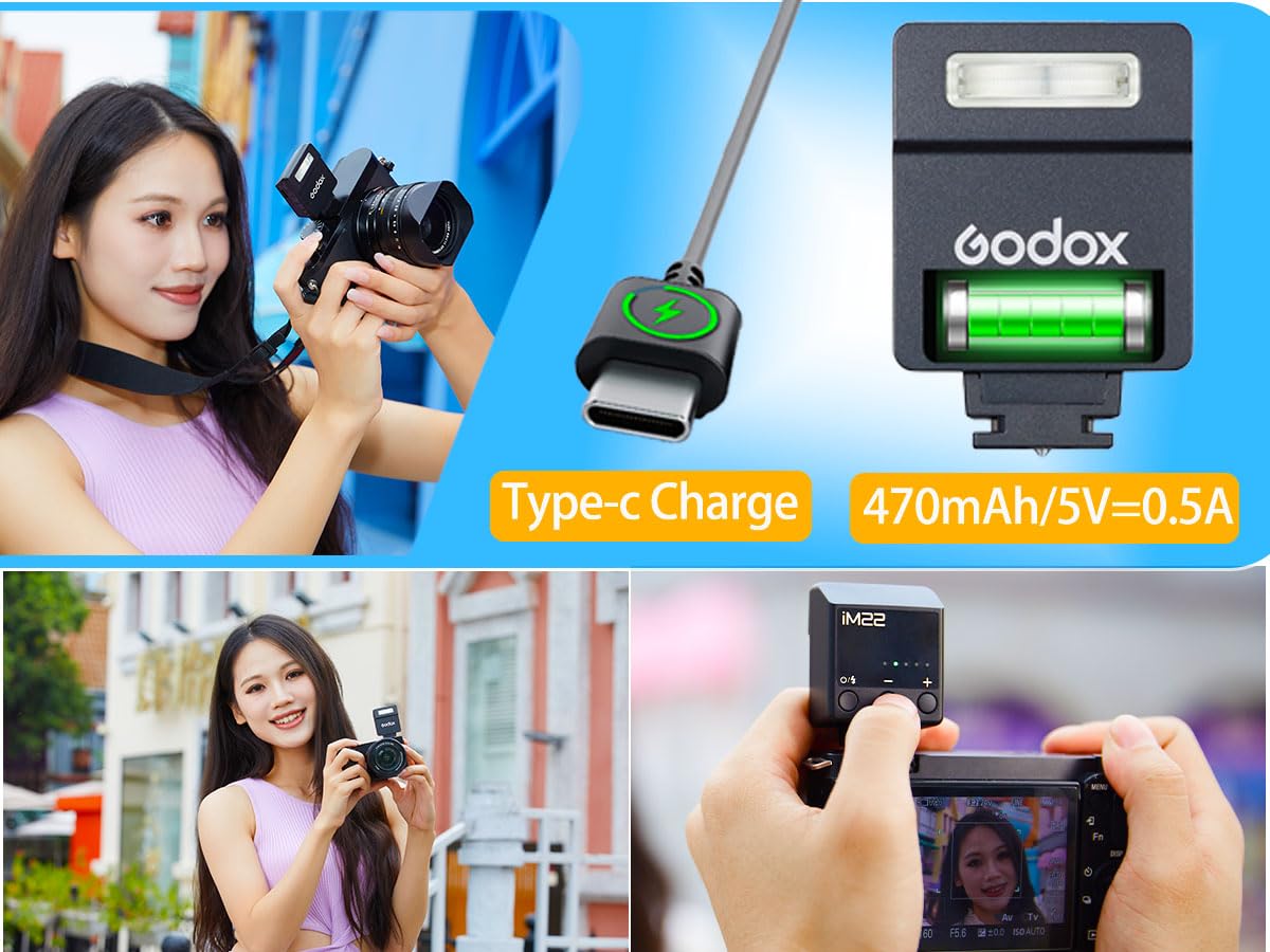 Foto 7 pulgar | Cámara Flash Godox Im22 Gn10/470 Mah Con Carga Tipo C - Venta Internacional.
