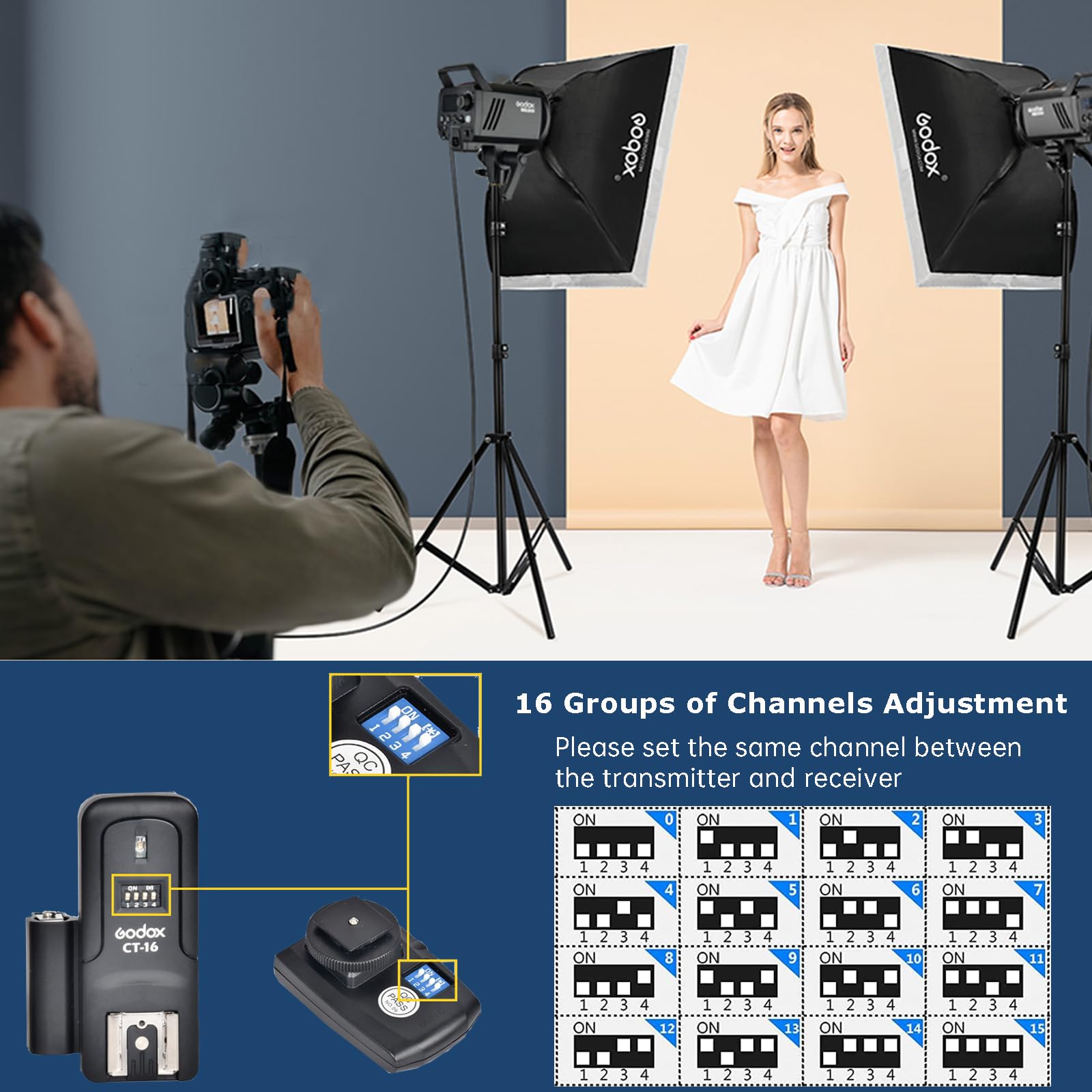 Foto 4 | Radio Inalámbrica Flash Trigger Godox Ct-16 Para Canon Nikon Son - Venta Internacional.