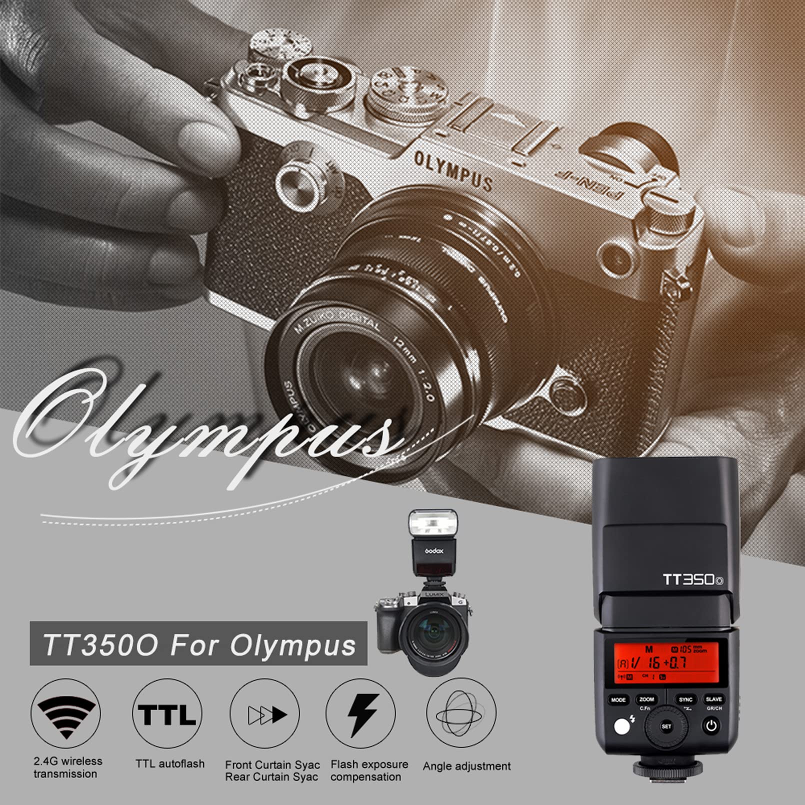 Foto 3 pulgar | Cámara Flash Godox Tt350o Ttl 2.4g Inalámbrica Gn36 Para Olympus - Venta Internacional.