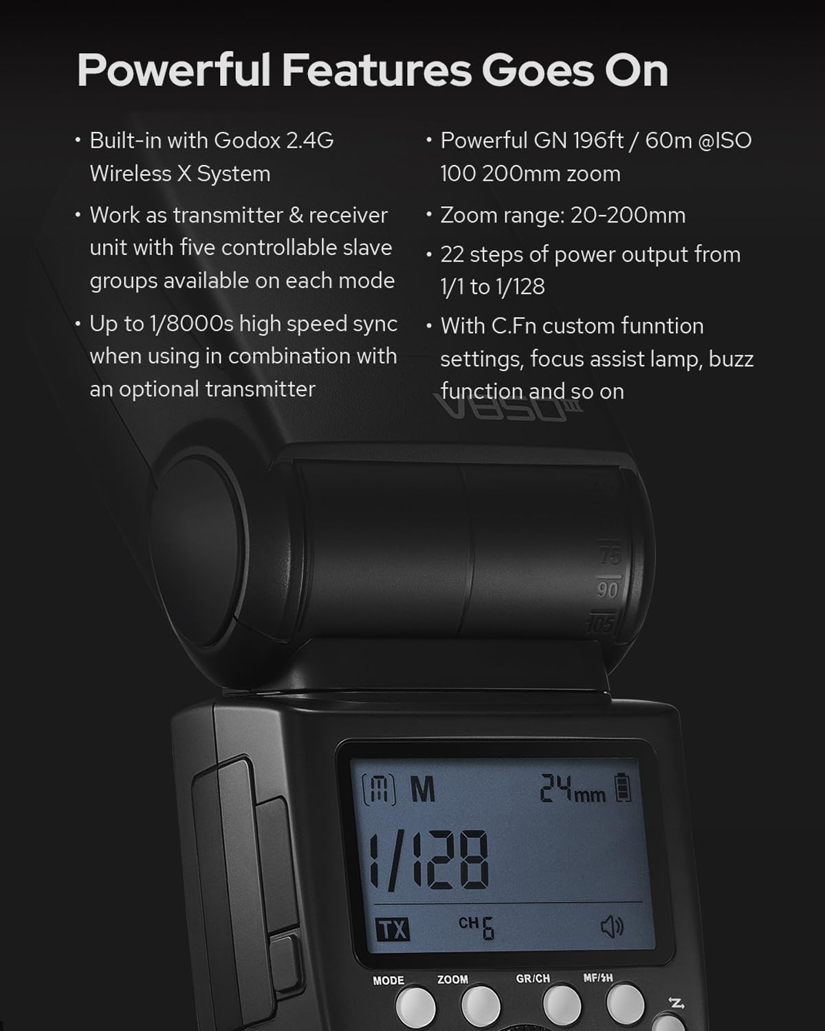 Foto 7 pulgar | Flash Godox V850iii 2.4g Gn60 Hss 1/8000 S Con Batería De 2600 Mah - Venta Internacional.