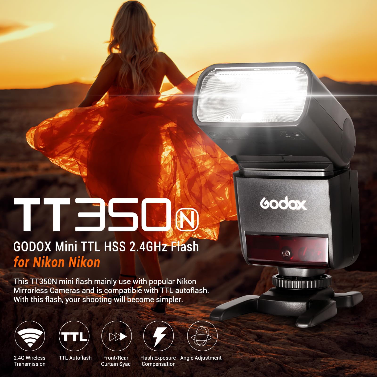 Foto 3 pulgar | Cámara Flash Godox Tt350n 2.4g Inalámbrica Ttl Para Cámara Nikon - Venta Internacional.