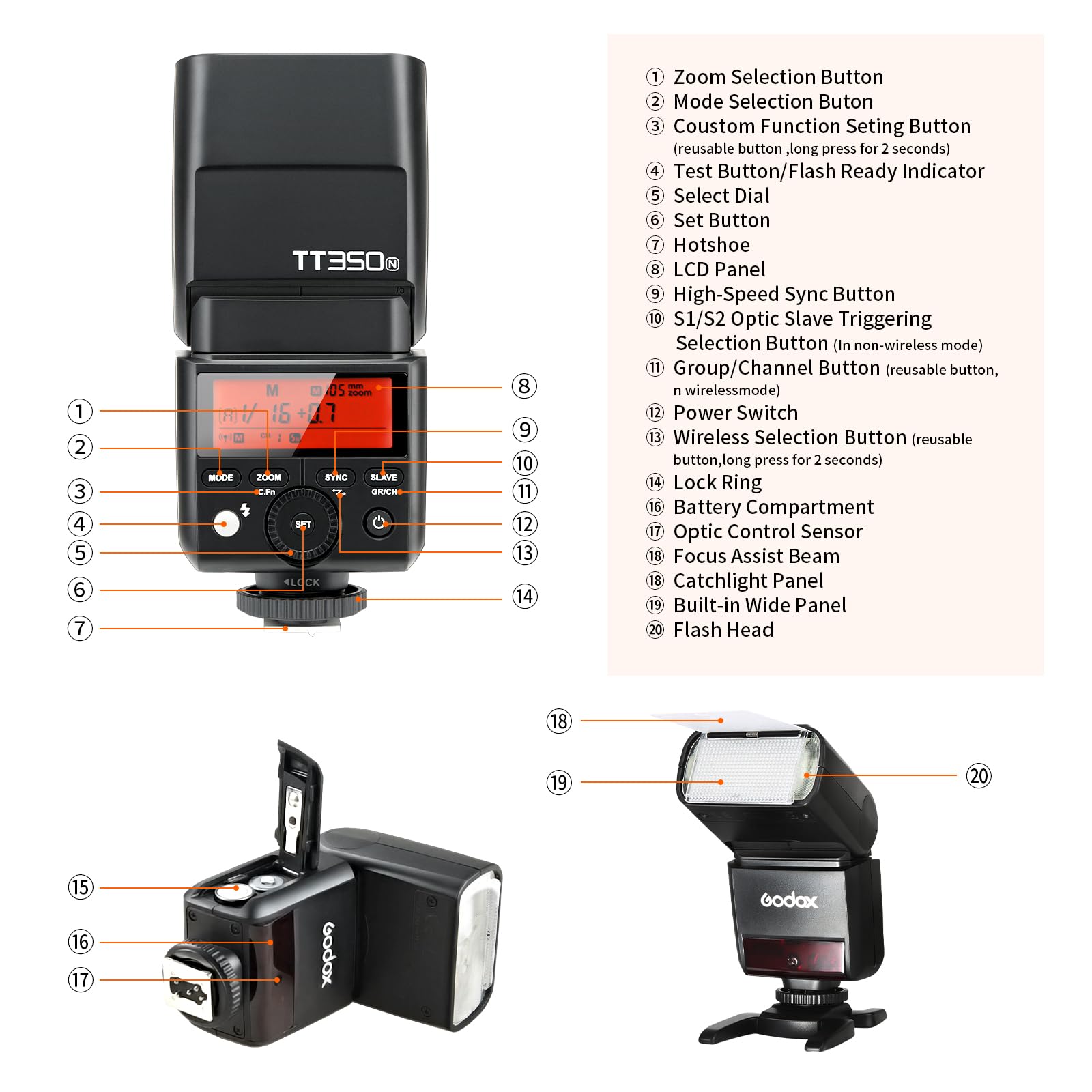 Foto 8 pulgar | Cámara Flash Godox Tt350n 2.4g Inalámbrica Ttl Para Cámara Nikon - Venta Internacional.