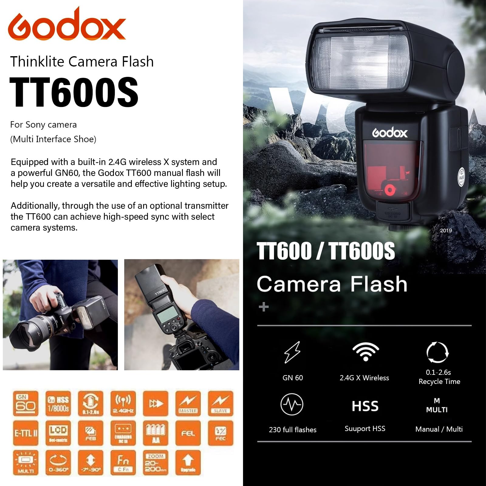 Foto 3 pulgar | Cámara Flash Speedlite Godox Tt600s Inalámbrica De 2,4 G Para Sony - Venta Internacional.