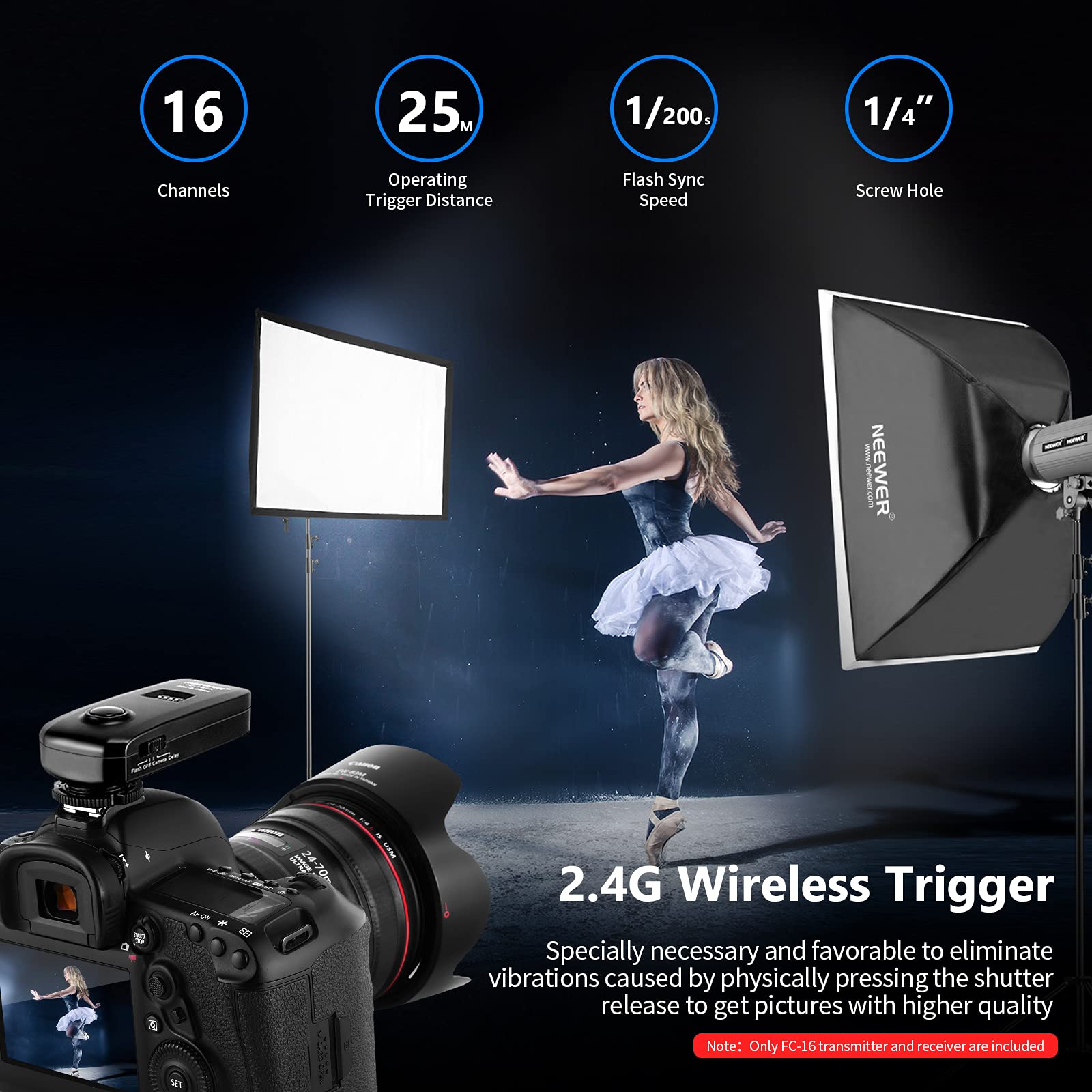 Foto 6 pulgar | Disparador De Flash Inalámbrico Neewer Fc-16 3 En 1 De 2,4 Ghz Para Canon - Venta Internacional.