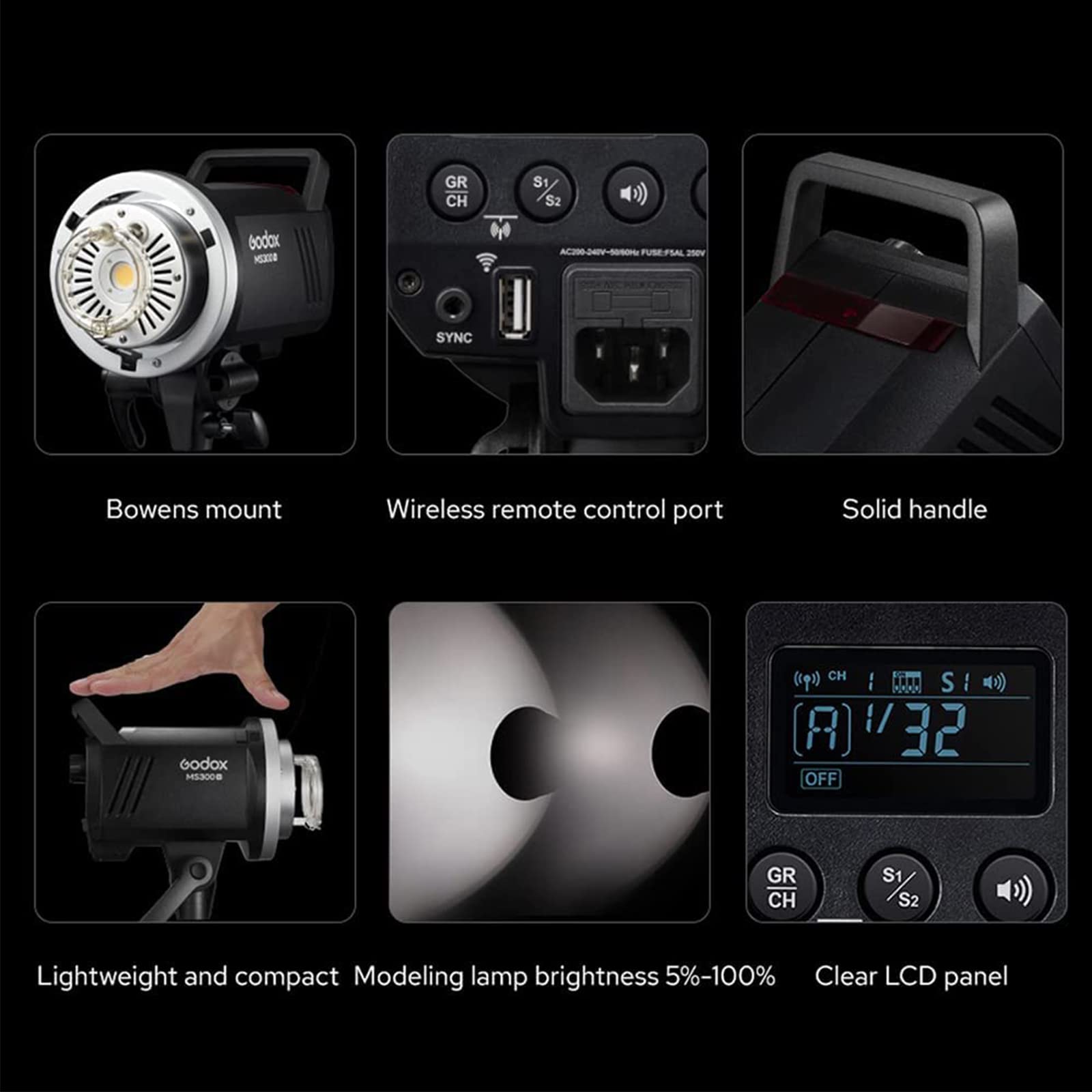 Foto 8 pulgar | Flash Estroboscópico De Estudio Godox Ms300v Ms300-v 300w Gn58 - Venta Internacional.