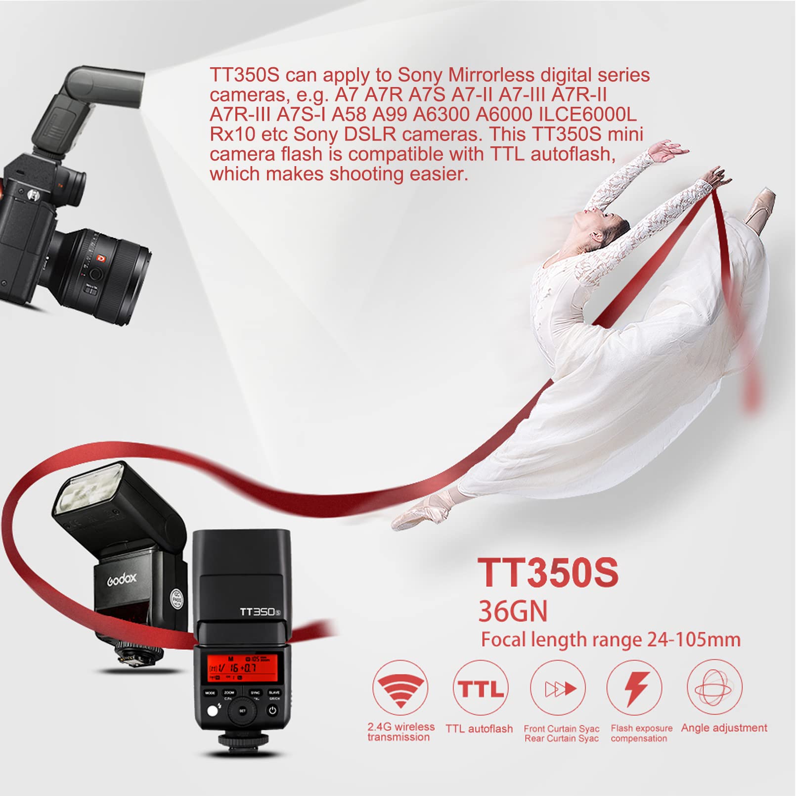 Foto 3 pulgar | Cámara Flash Godox Tt350s Para Cámara Sin Espejo Sony - Venta Internacional.