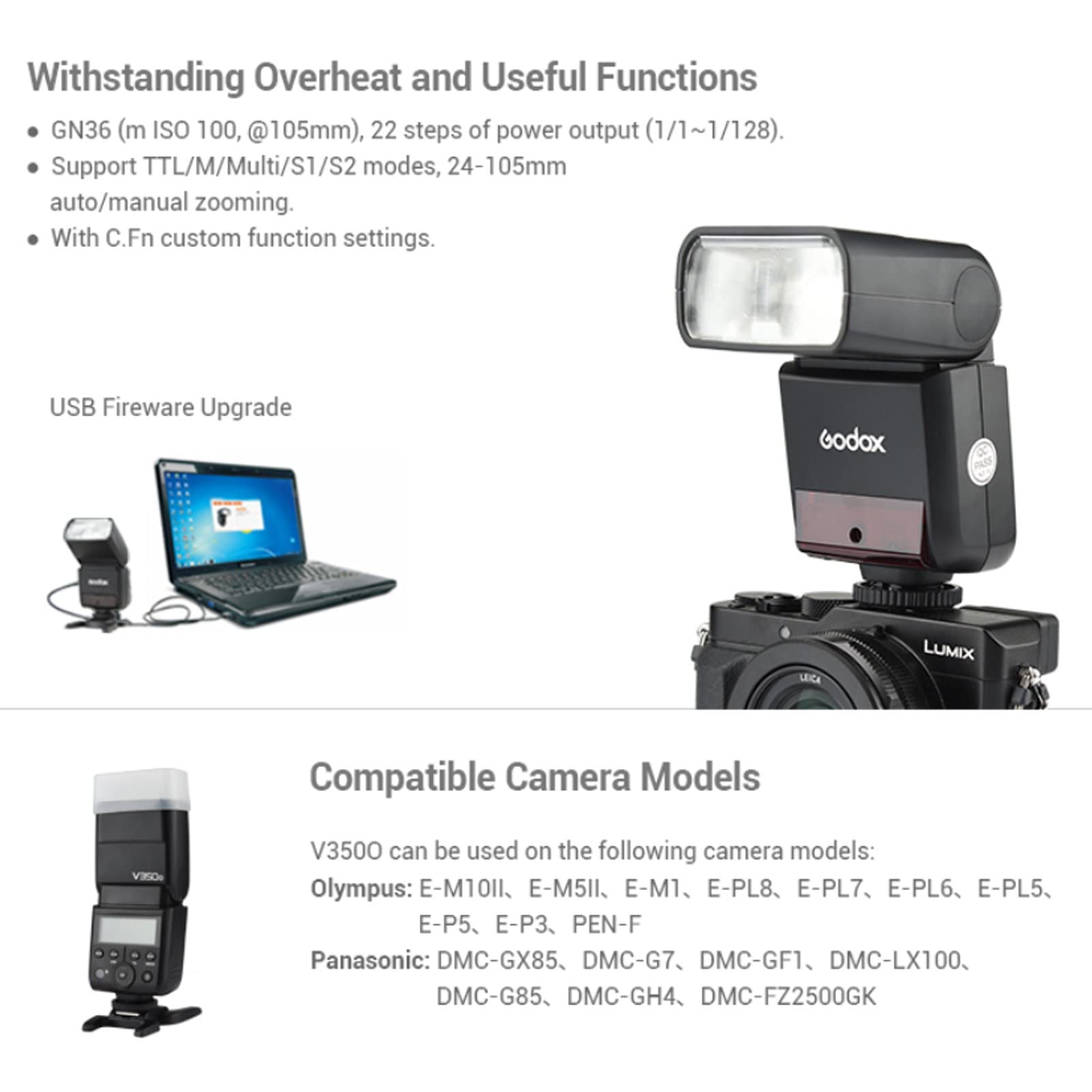 Foto 6 | Cámara Flash Godox V350o Ttl Gn36 Hss Para Olympus Panasonic - Venta Internacional.