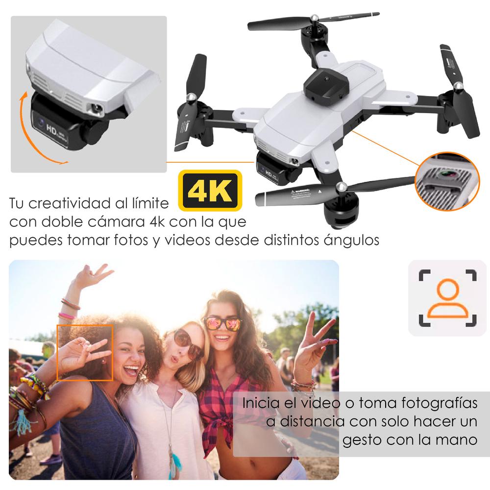 Foto 4 pulgar | Drone Vak VD-965 color Blanco Doble Cámara 4K Video Láser Evita Obstáculos Óptico