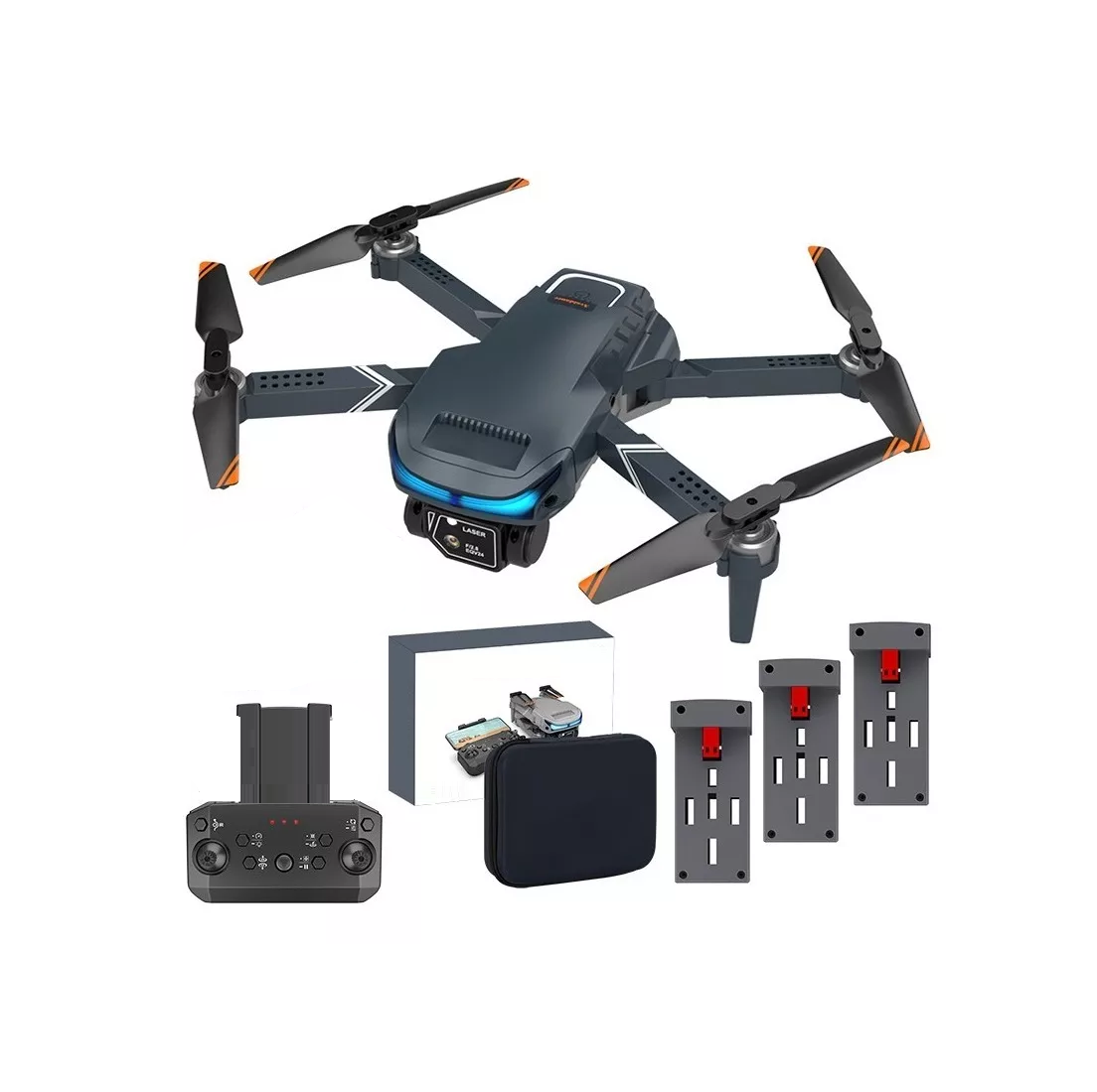 Dron Cuadricóptero Control Remoto cámara 4k Hd Eo Safe Import Esi-3705  color Gris