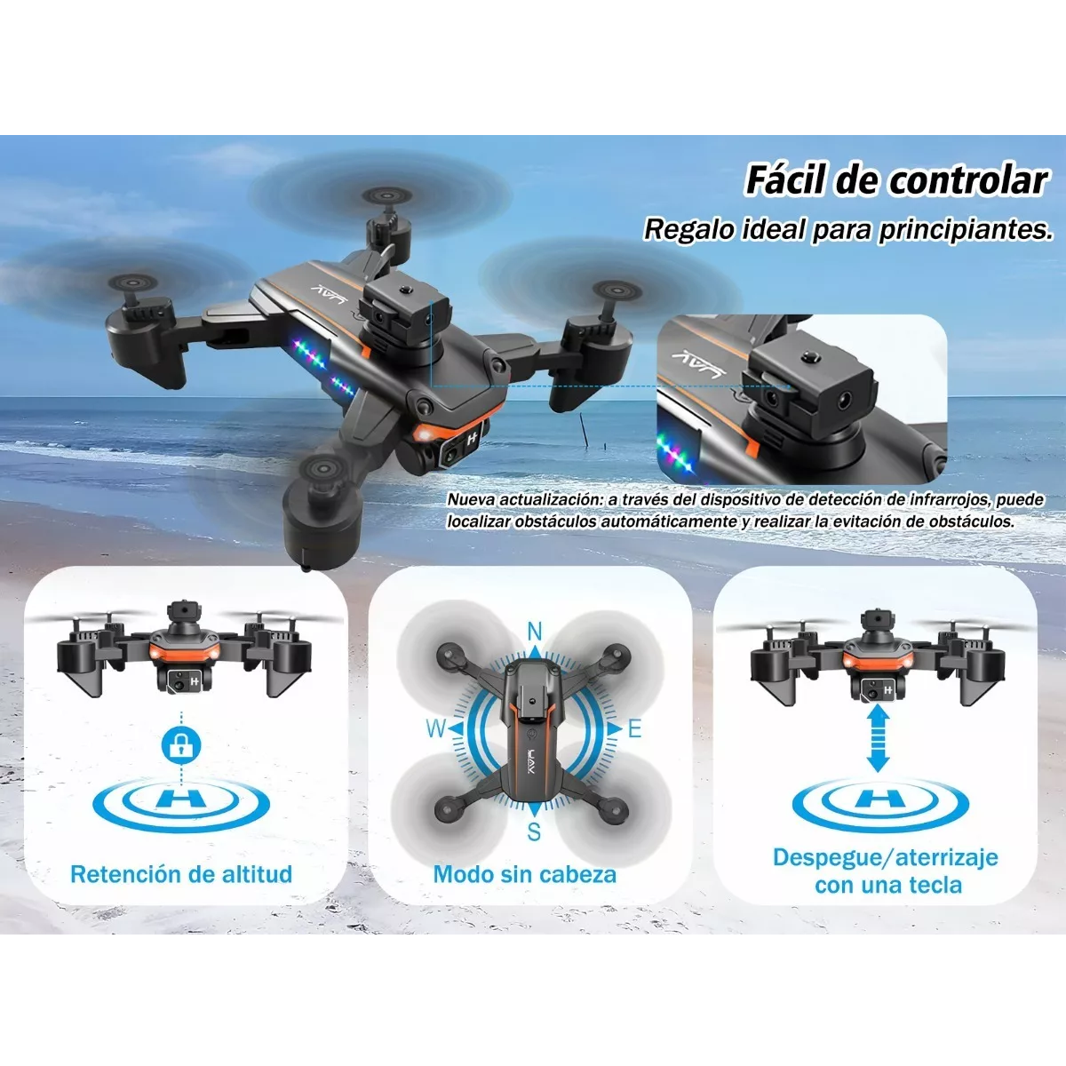 Foto 4 pulgar | Mini Dron con Cámara Hd y Caja De Presentación Eo Safe Imports Esi-3709 Negro