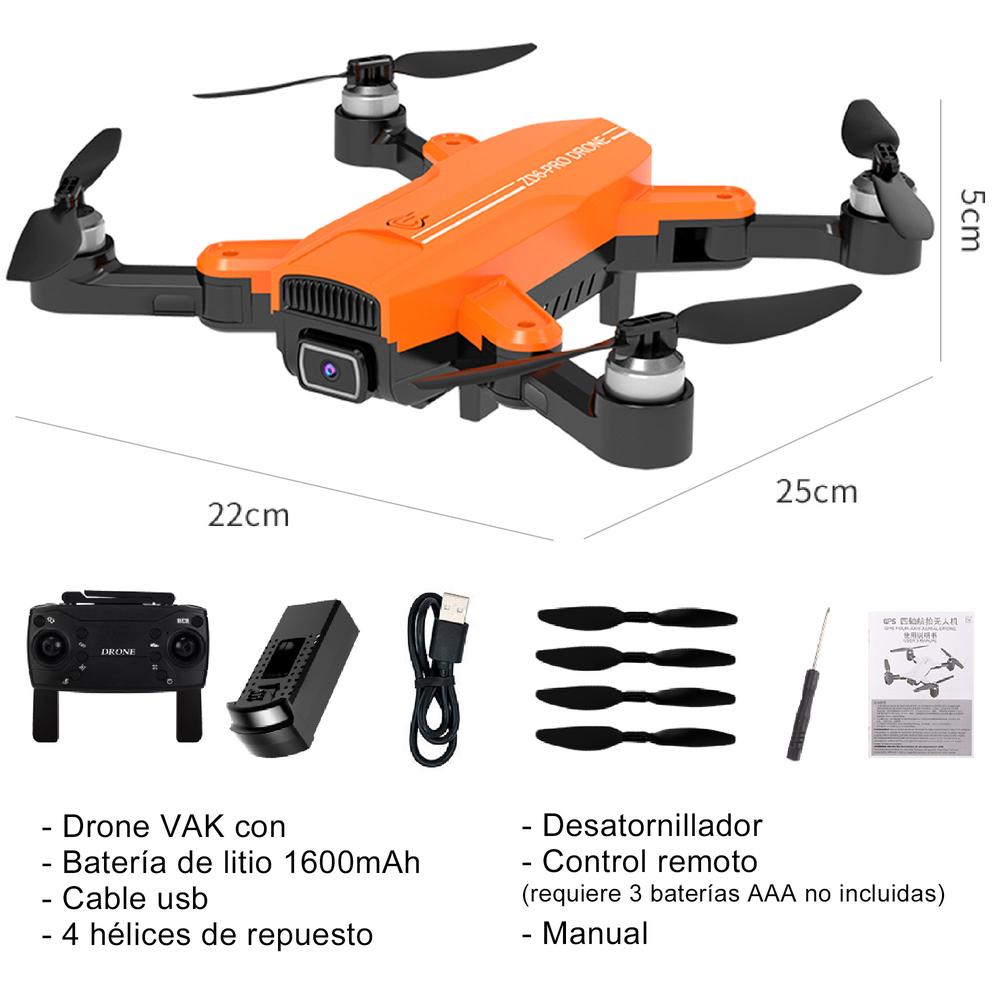 Foto 8 pulgar | Drone Vak VD-95 color Naranja Doble Cámara GPS 4K Video Control 500 m