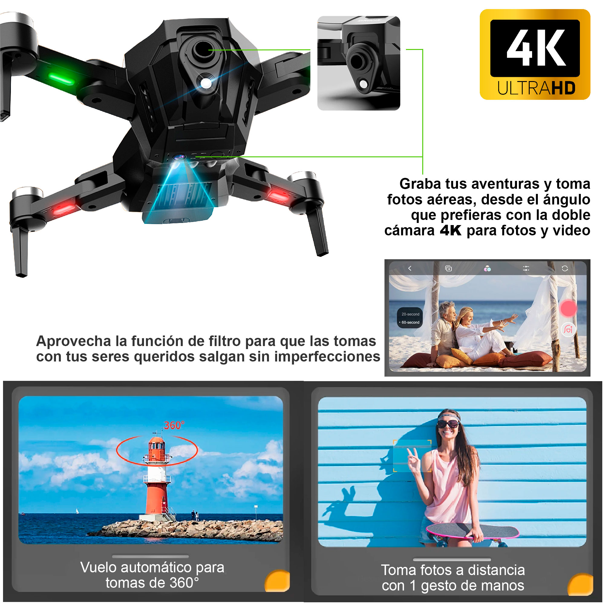 Foto 5 pulgar | Drone para Batallas Vak Q5 Doble Cámara 4K Wifi