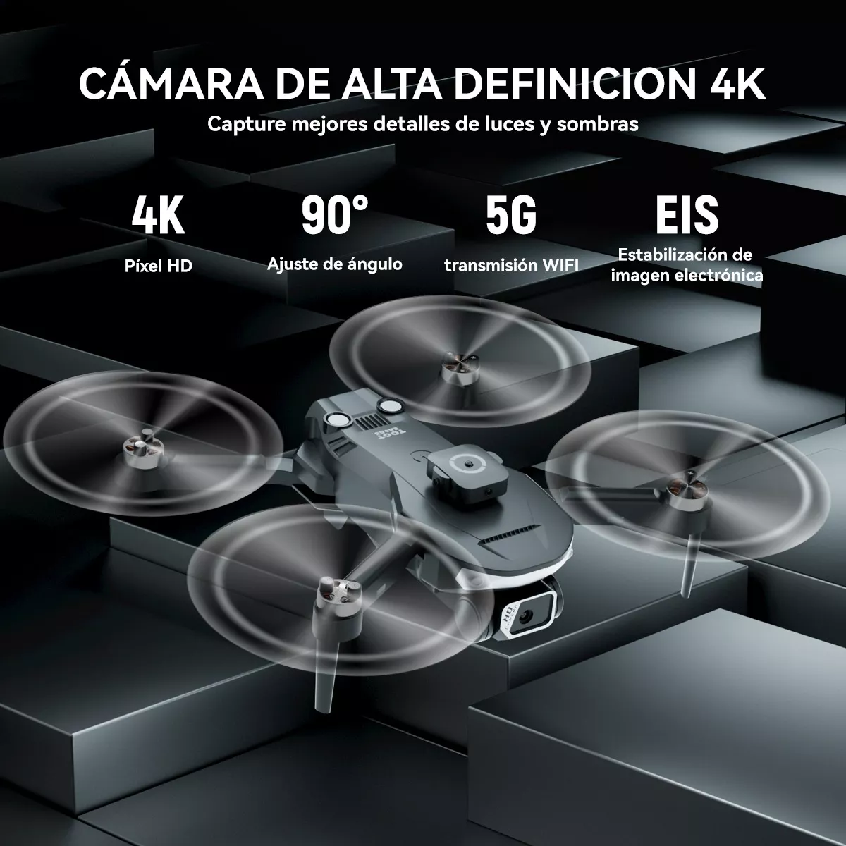 Foto 2 | Dron Wifi Plegable Cámara Doble 3 Baterías  Eo Safe Imports ESI-12920 Gris