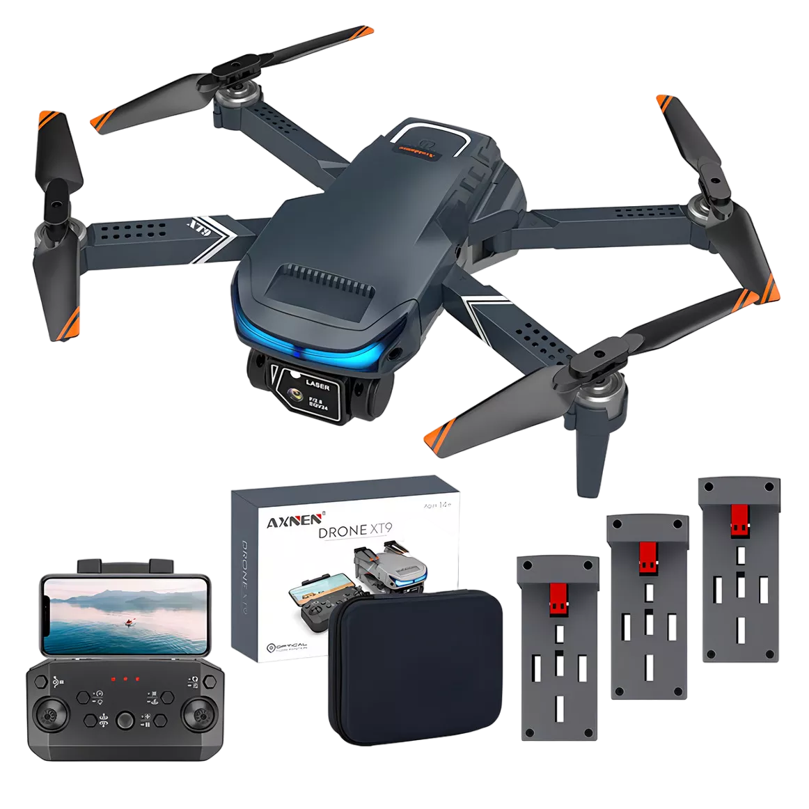 Foto 1 | Mini Drone Axnen 4k Xt9 3 Battery Con Dual Cámara Hd 2.4ghz 3 Baterías Gris Oscuro