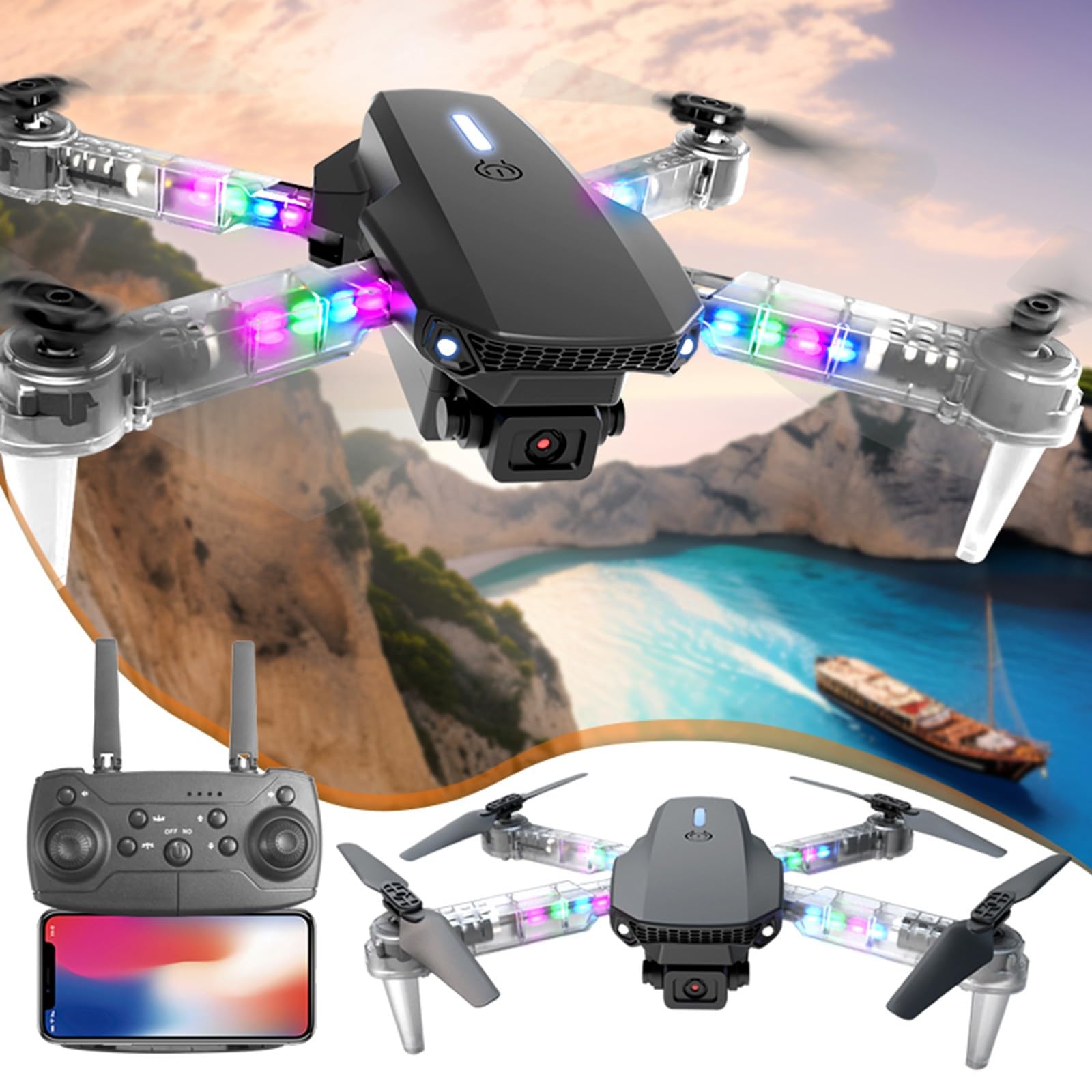Foto 2 pulgar | Dron Con Cámara 1080p, Wifi Fpv, 3 Modos De Vuelo Para Adultos - Venta Internacional.