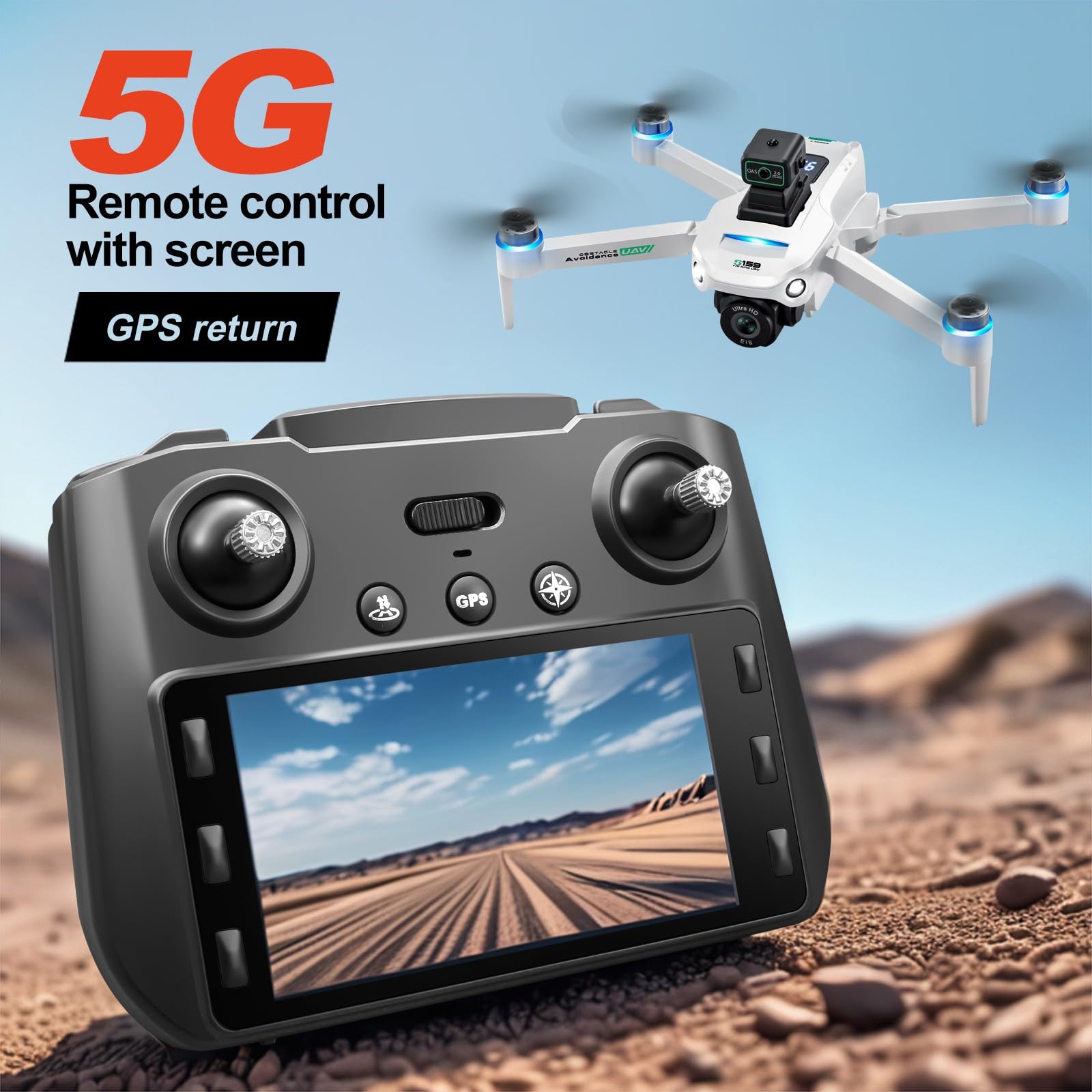 Foto 4 pulgar | Dron Con Cámara, Pantalla Gps, Control Remoto, Plegable - Venta Internacional.